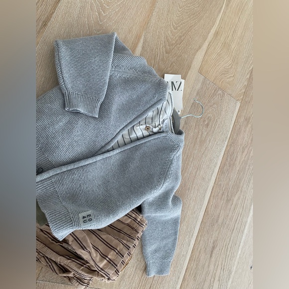 NWT Zara baby kids size 2-3 gray knit zip sweater jacket boys girls - Picture 4 of 9